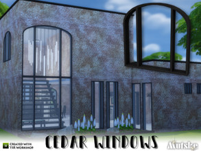 Sims 4 — Cedar Windows Construction by Mutske — This set has several curved windows and matching straight ones. Suitable