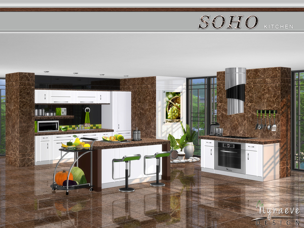 Sims 4 — Soho Kitchen by NynaeveDesign — Brighten your sim's kitchen with stainless steel accents and marble counter tops