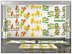 Sims 3 — Yellow Bird_marcorse by marcorse — Five collected nursery patterns featuring yellow birds. All are found in