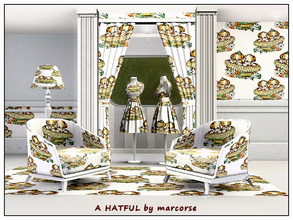 Sims 3 — A Hatful_marcorse by marcorse — Themed pattern - two sweet puppies in a straw hat with flowers.