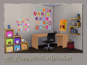 Sims 4 — MB-HappyWall_Alphabet by matomibotaki — MB-HappyWall_Alphabet, lovely walltatoo for the little once with mixed