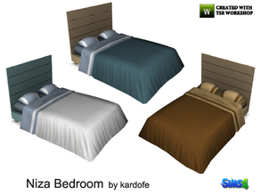 Sims 4 — kardofe_Niza Bedroom_Bed by kardofe — Bed, headboard with a large wooden planks in three different texture 