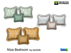Sims 4 — kardofe_Niza Bedroom_Cushions by kardofe — Set of three cushions to place on the bed, in three different