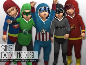 Sims 4 — Superhero Onesies and Masks for Toddlers by SimsDollhouse — 5 Superhero Onesies to dress up your toddler boys