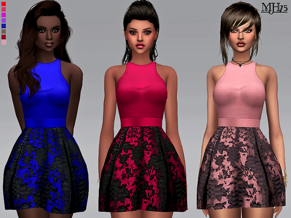 Sims 4 — S4 High Hopes Dress by Margeh-75 — -modern skater dress with plain soft top and lace flared skirt -cas