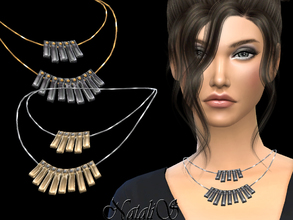 Sims 4 — NataliS_Curved plate double necklace by Natalis — Curved plate double thread necklace. FT-FA-YA 5 colors