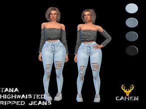 Sims 4 — Tana Ripped Jeans by Cahen — This are some nice highwaisted ripped jeans. Enjoy Them!