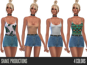 Sims 4 — ShakeProductions 59 1 by ShakeProductions — Denim Shorts with basic top 4 colors