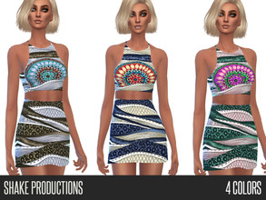 Sims 4 — Shake Productions 59 4 by ShakeProductions — Crop top with skirt 4 Colors