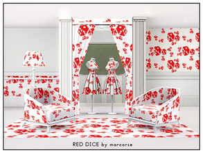 Sims 3 — Red Dice_marcorse by marcorse — Geometric pattern: red dice on white . . take a chance