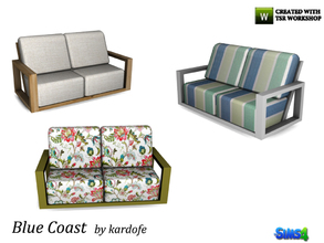 Sims 4 — kardofe_Blue Coast_LoveSeat by kardofe — Loveseat garden, wood and large cushions in three different textures