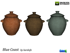 Sims 4 — kardofe_Blue Coast_Pot by kardofe — Pot with lid, made of clay, in three color options 