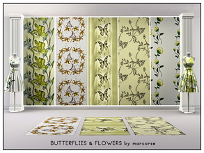 Sims 3 — Butterflies & Flowers_marcorse by marcorse — Five Fabric patterns featuring butterflies and/or flowers and