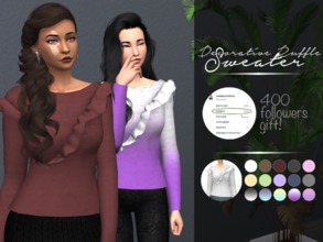 Sims 4 — Decorative Ruffle Sweater by Eenhoorntje — I didn't have a lot of time for making this, but I managed to make