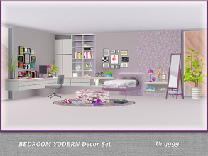 Sims 3 — Bedroom Yodern Decor Set by ung999 — Decor objects for Bedroom Yodern, total 12 items in this set. They are: