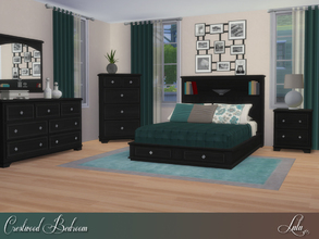 Sims 4 — Crestwood Bedroom  by Lulu265 — Contemporary bedroom with 3 colour options variations. Matching dresser,