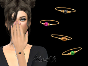 Sims 4 — NataliS_Bracelet  with cabochon by Natalis — Gleaming metal bracelet with translucen cabochon. 7 colors. FT- FA-