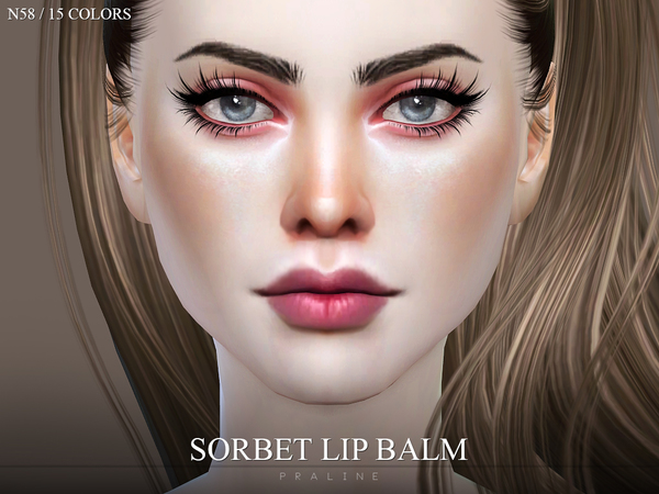 Sims 4 — Sorbet Lip Balm N58 by Pralinesims — Natural and subtle lip gloss, comes in 15 colors.