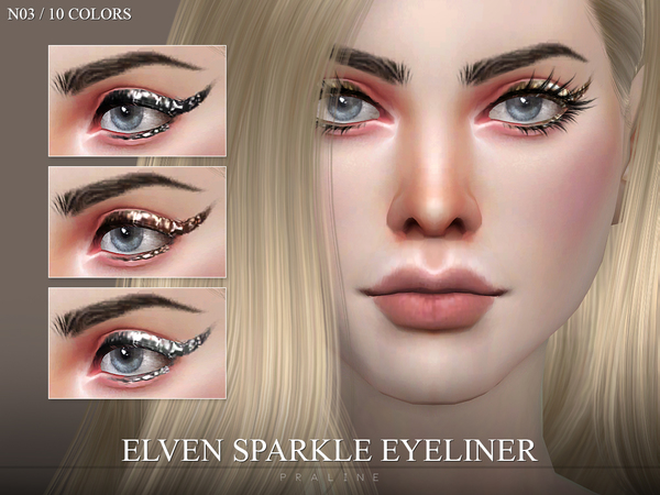 Sims 4 — Elven Sparkle Eyeliner N03 by Pralinesims — Eyeliner in 10 colors.