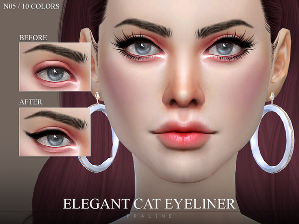 Sims 4 — Elegant Cat Eyeliner N05 by Pralinesims — Eyeliner in 10 colors.