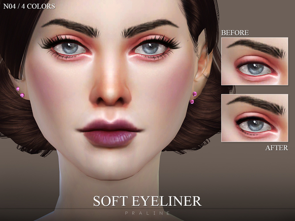 Sims 4 — Soft Liner N04 by Pralinesims — Eyeliner in 4 colors.