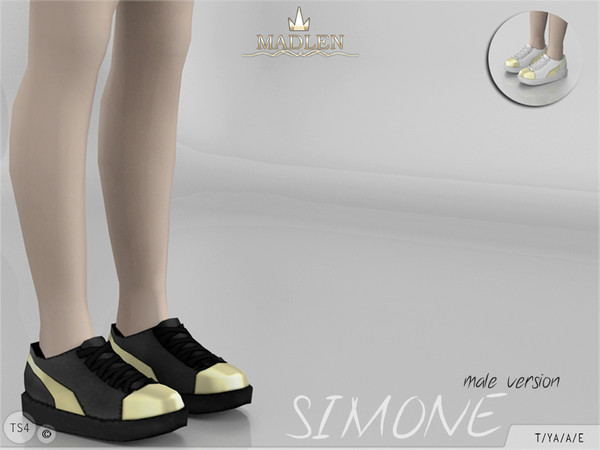 Sims 4 — Madlen Simone Shoes (MALE) by MJ95 — You cannot change the mesh, but feel free to recolour it as long as you add
