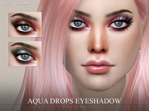 Sims 4 — Aqua Drops Eyeshadow N11 by Pralinesims — Glossy eyeshadow in 15 colors.
