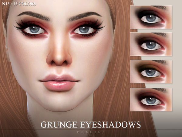 Sims 4 — Grunge Eyeshadows N15 by Pralinesims — Eyeshadow in 3 versions, all come in 5 colors.