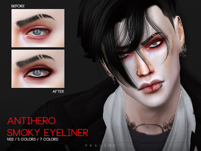 Sims 4 — Antihero - Smoky Eyeliner N32 by Pralinesims — Smudged eyeliner in 7 variations, 5 colors. For all genders.