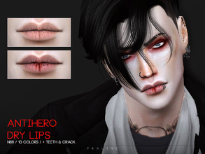 Sims 4 — Antihero - Dry Lips N66 by Pralinesims — Cracked lips in 10 colors, 2 versions. +teeth, for all genders.