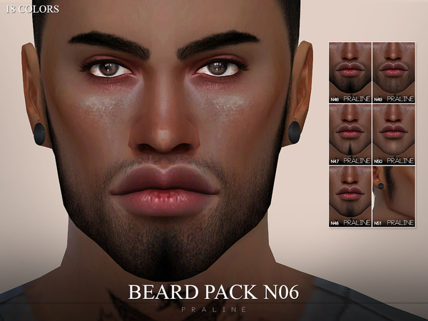 Sims 4 — Beard Pack N06 by Pralinesims — 6 realistic beards in 18 colors.