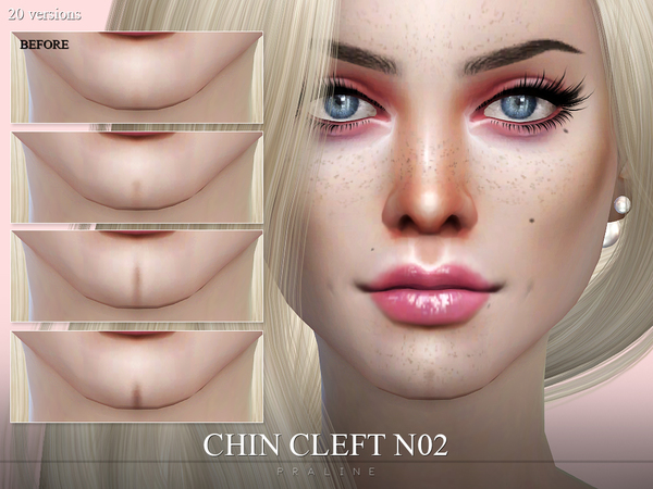 Sims 4 — Chin Cleft N02 by Pralinesims — Chin clefts in 20 variations.