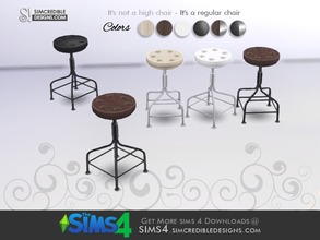 Sims 4 — Come cozy high chair by SIMcredible! — *It is NOT a bar stool. It is a chair and acts like a chair. Just higher