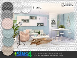Sims 4 — Come cozy honeycomb walls by SIMcredible! — by SIMcredibledesigns.com available at TSR