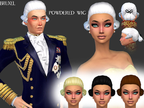 Sims 4 — Bruxel - Powdered Wig by Bruxel — A historic powdered wig often worn by nobility. This wig comes in natural hair