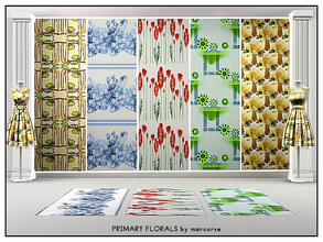 Sims 3 — Primary Florals_marcorse by marcorse — Five floral patterns. All are found in Fabric, except Honey Trees/Window