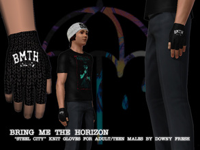 Sims 3 — Bring Me The Horizon Knit Fingerless Gloves for Guys by Downy Fresh — More BMTH swag! For Teens and Adult guys,