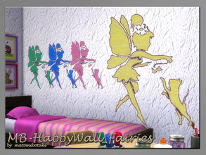 Sims 4 — MB-HappyWall_Fairies by matomibotaki — MB-HappyWall_Fairies, sweet wall-tatoo , little fairy playing with a cat,