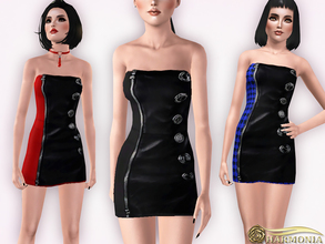 Sims 3 — Contrasting Tube Dress by Harmonia — Contrasting composite of leather and textile 4 color. Recolorable