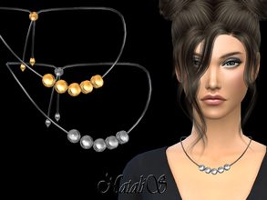 Sims 4 — NataliS_Flat Beads Necklace by Natalis — Silicone cord necklace with five flat disc beads. 3 colors. FT-FA-YA