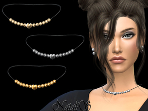 Sims 4 — NataliS_Heart beaded necklace by Natalis — Romantic beaded necklace with heart charm. FT-FA-YA 4 colors.