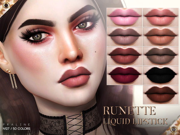 Sims 4 — Runette Liquid Lipstick N127 by Pralinesims — Liquid lips in 50 colors