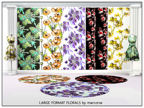 Sims 3 — Large Format Florals_marcorse by marcorse — Five selected large formal floral patterns. All are found in