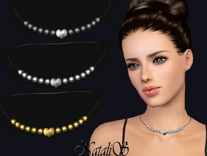 Sims 3 — NataliS TS3 Heart beaded necklace by Natalis — Romantic beaded necklace with heart charm. FT-FA-YA