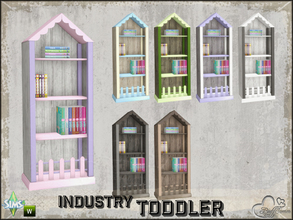 Sims 4 — Industry Toddler Bookshelf Recolor 1 by BuffSumm — Part of the *Industry Series* Recolor Only! Mesh needed: