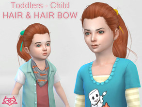 Sims 4 — Child & toddler Hair & Hair bow by Colores_Urbanos — my first hair for younger girls - Find the hair bow