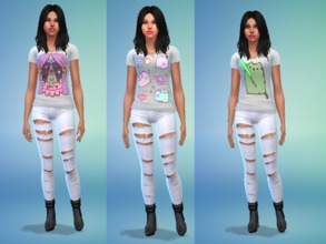 Sims 4 — Female Pusheen's T-Shirt by MichaelDiPuorto — Elegant T-Shirt of Pusheen for every girl and woman who loves this