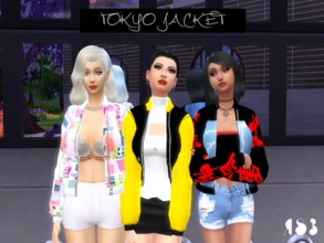 Sims 4 — Tokyo Jacket accessory - **mesh needed**  by AngieSimBot — This is a jacket inspired by Tokyo, Japan with three