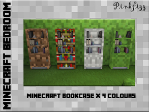 Sims 4 — Pinkfizz Minecraft Bookcase by Pinkfizzzzz — For the obsessed little Minecrafter Sim, 4 colours. 