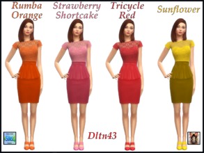 Sims 4 — Floral Lace Top Peplum Dress v2 - mesh needed by dltn43 — This is a Recolor of NyGirl's (nygirl) Floral Lace